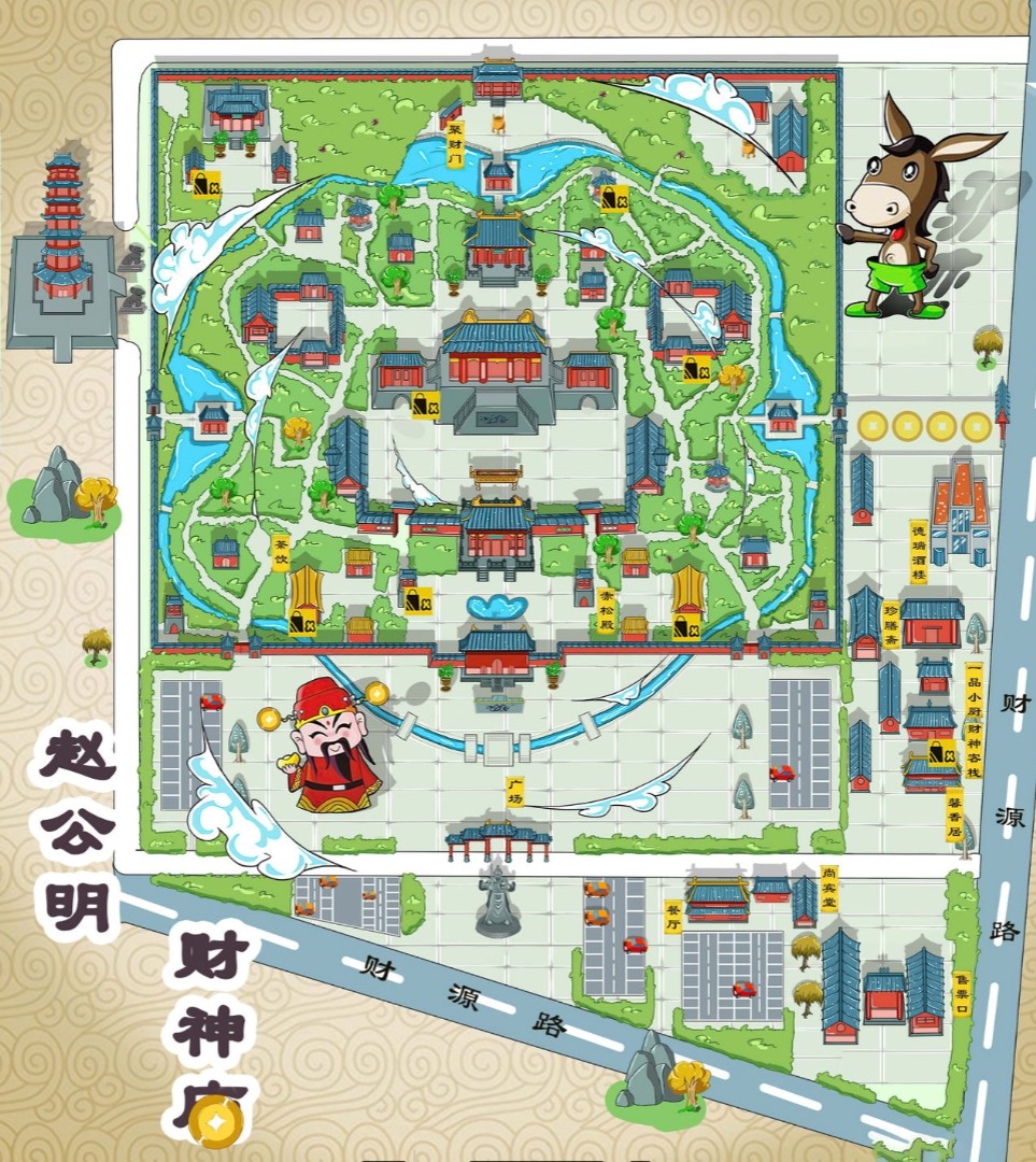昂昂溪寺庙类手绘地图